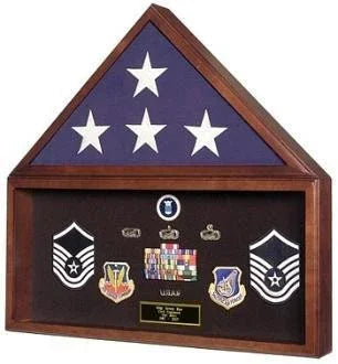 Large Flag and Memorabilia Display Cases - Cherry Case fit for a 5x9.5 flag