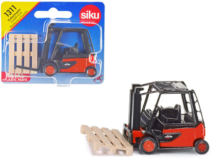 Linde E35 Forklift Truck Red with Black Top with Pallet Accessory Diecast Model by Siku  free shipping USA