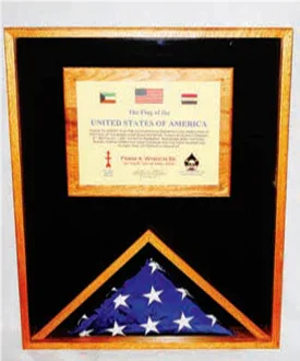 Large Military Memorial Flag, Medal Display Case - Black Felt