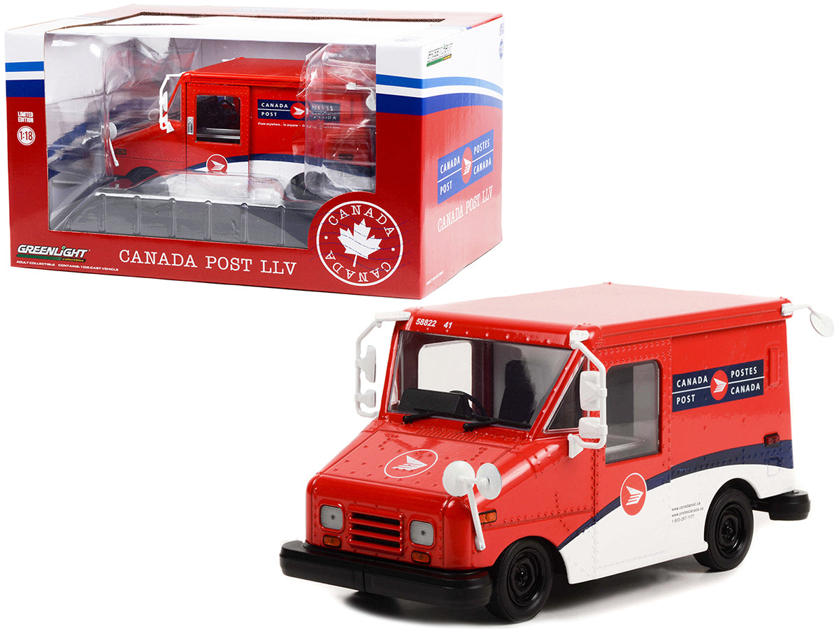 Canada Post LLV Long-Life Postal Delivery Vehicle Red and White 1/18 Diecast Model Car by Greenlight  free shipping USA