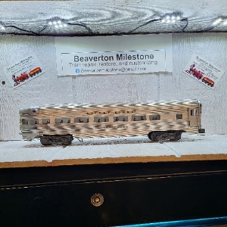 LIONEL SILVER DAWN OBSERVATION CAR 52-60 VARIATION (B) RIBBED CHANNELS, HEX RIVETS