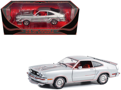 1978 Ford Mustang II King Cobra Silver Metallic with Red and Black Hood Stripes 1/18 Diecast Model Car by Greenlight  free shipping USA