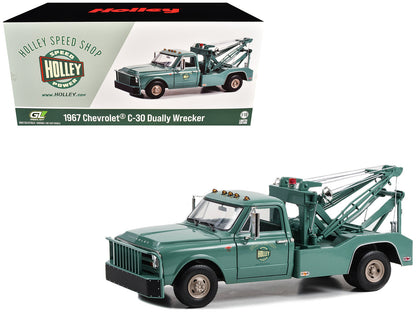 1967 Chevrolet C-30 Dually Wrecker Tow Truck "Holley Speed Shop" Green 1/18 Diecast Model Car by Greenlight  free shipping USA