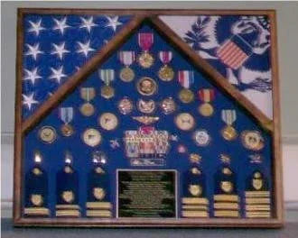 Military flag case for 2 flags and medals - 4'x6' flag