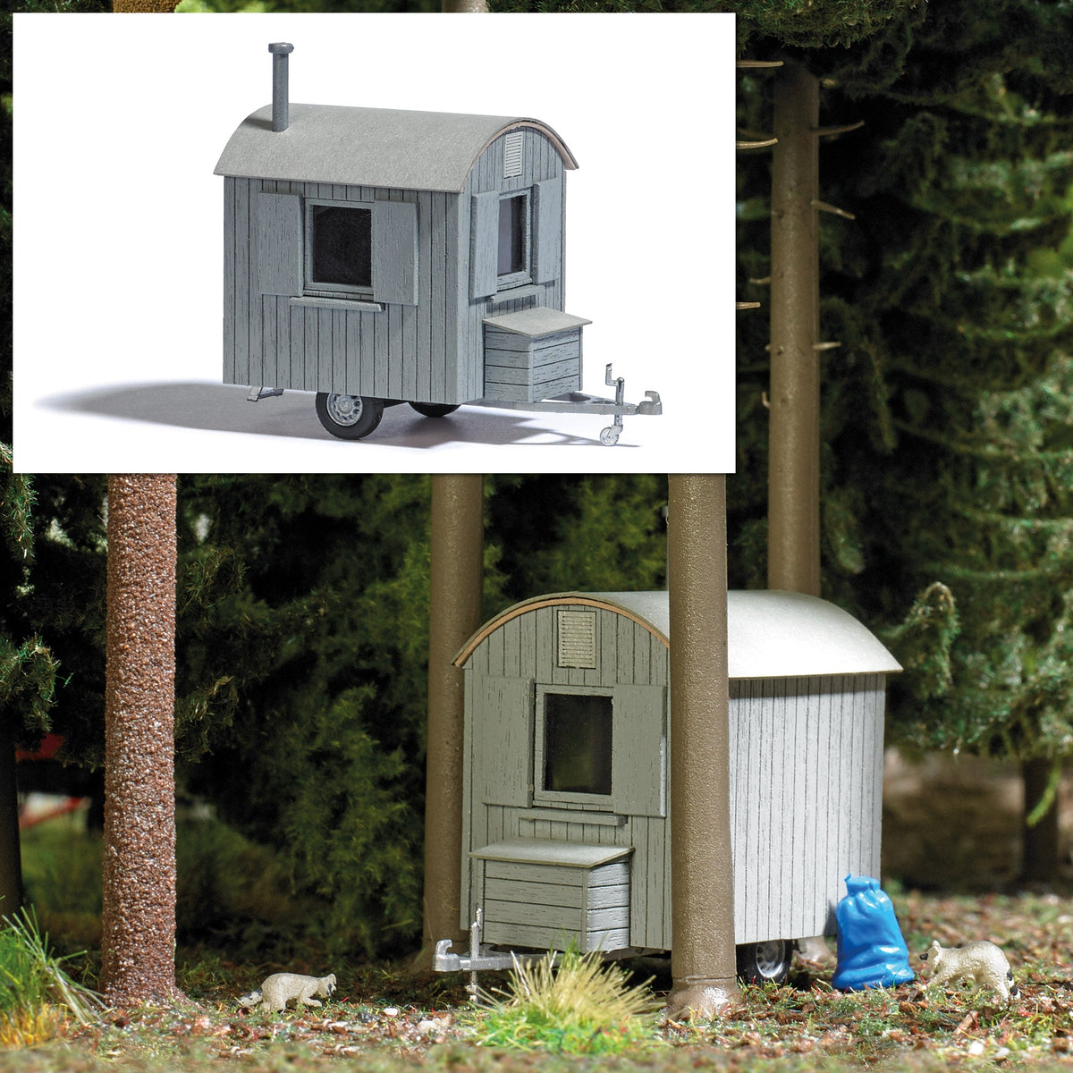 Busch 1985 HO Scale Logger's Trailer Hut Laser-Cut Wood Kit