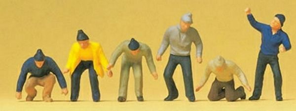 Preiser 14064 HO Scale Working People Workers w/Knit Caps pkg(6)