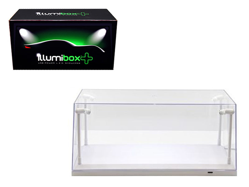 Collectible Display Show Case with LED Lights for 1/18 1/24 Models with White Base by Illumibox  free shipping USA