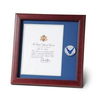 Air Force Medallion,Memorial Mahogany Wood Certificate Frame.