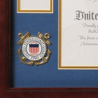 U.S. Coast Guard Medallion Certificate and Medal Frame.