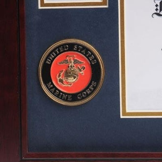 U.S. Marine Corps Medallion Certificate and Medal Frame.