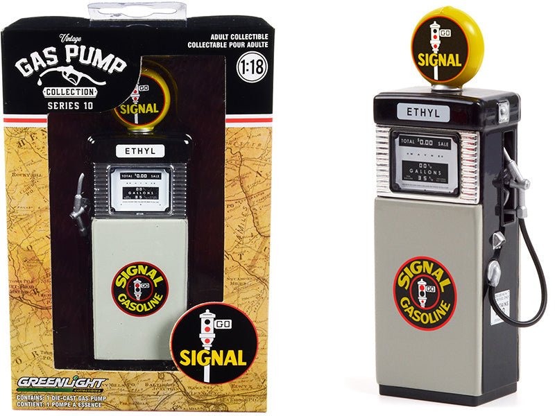 1951 Wayne 505 Gas Pump "Signal Gasoline" Black and Gray "Vintage Gas Pumps" Series 10 1/18 Diecast Model by Greenlight  free shipping USA