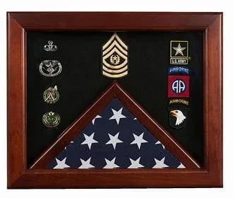 Master Sergeant Flag Display Cases - Master Sergeant Gift, Mahogany