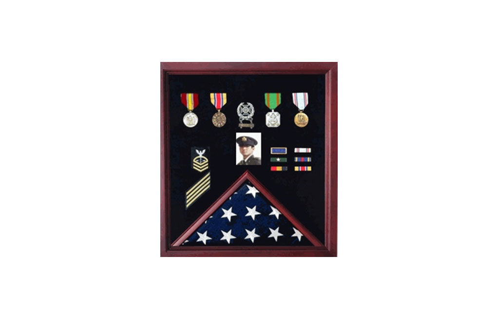 Flag Display Case Combination For Medals Photo - 3'x5' Flag