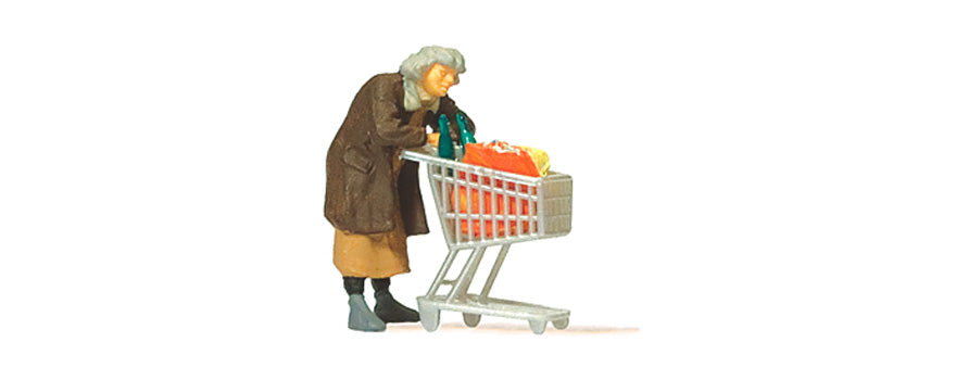 Preiser 29095 HO Scale Homeless Woman w/Trolley Figure