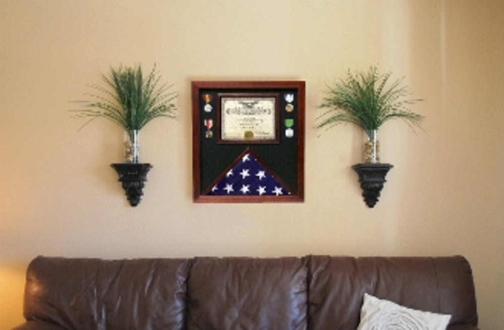 Flag Document Display Case, Wood, Made By Veterans.