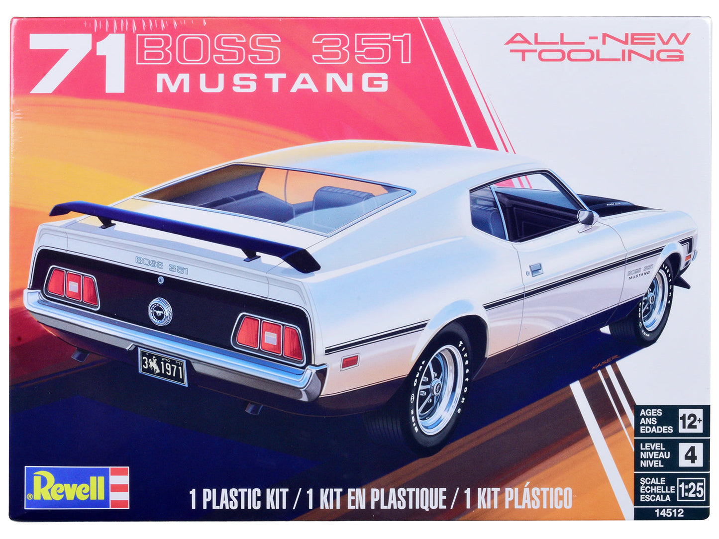 Level 4 Model Kit 1971 Ford Mustang Boss 351 1/25 Scale Model by Revell  free shipping USA