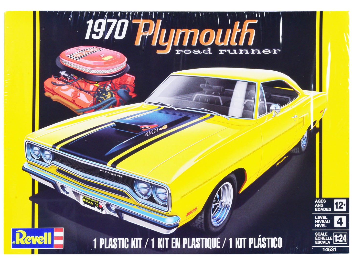 Level 4 Model Kit 1970 Plymouth Road Runner 1/24 Scale Model by Revell  free shipping USA
