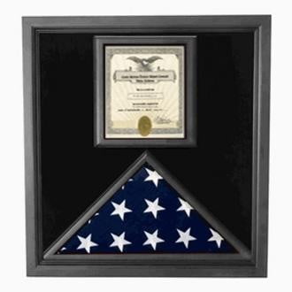Premium USA-Made Solid wood Flag Document Case, Black Finish