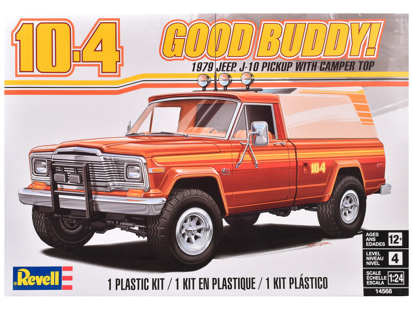 Level 4 Model Kit 1979 Jeep J-10 Pickup Truck with Camper Top 1/24 Scale Model by Revell  free shipping USA
