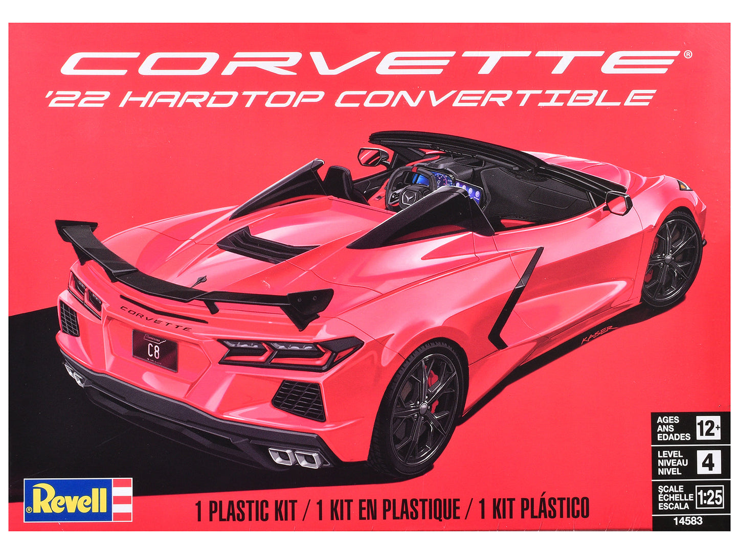 Level 4 Model Kit 2022 Chevrolet Corvette C8 Hardtop Convertible 1/25 Scale Model by Revell  free shipping USA
