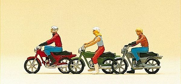 Preiser 10126 HO Scale Recreation & Sports Motorbikes w/Riders