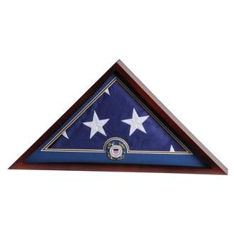Flag Display Case with Coast Guard Medallion, Mahogany