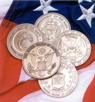 Military Service Medallions in Solid Brass.