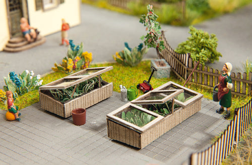 Noch 14358 HO Scale Cold Frames (Covered Garden Beds) -- pkg(2) - Kit