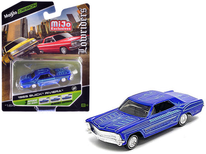 1965 Buick Riviera Candy Blue with Graphics "Lowriders" "Maisto Design" Series 1/64 Diecast Model Car by Maisto  free shipping USA