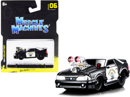 1993 Ford Mustang SVT Cobra CHP "California Highway Patrol" Black and White 1/64 Diecast Model Car by Muscle Machines  free shipping USA