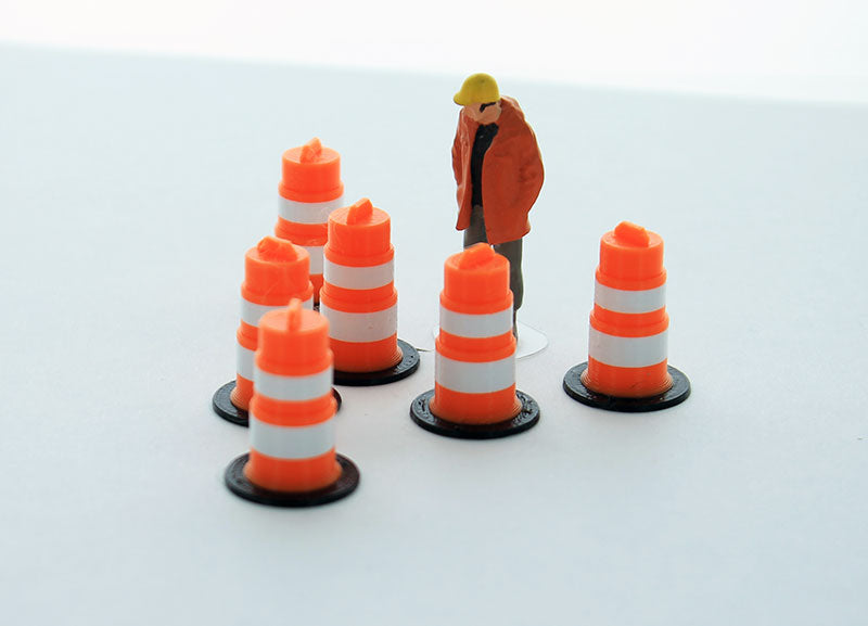 3D To Scale 50-105-OR 1/50 – Traffic Barrels 6pk Orange/White Props