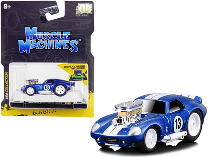 1965 Shelby Daytona Coupe #13 Blue Metallic with White Stripes 1/64 Diecast Model Car by Muscle Machines  free shipping USA
