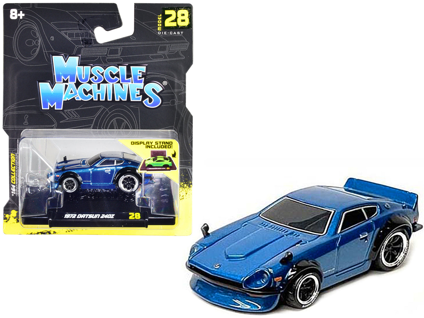 1972 Datsun 240Z Blue Metallic 1/64 Diecast Model Car by Muscle Machines  free shipping USA