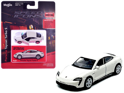 Porsche Taycan Turbo S White "Speed Icons" Series 1/64 Diecast Model Car by Maisto  free shipping USA