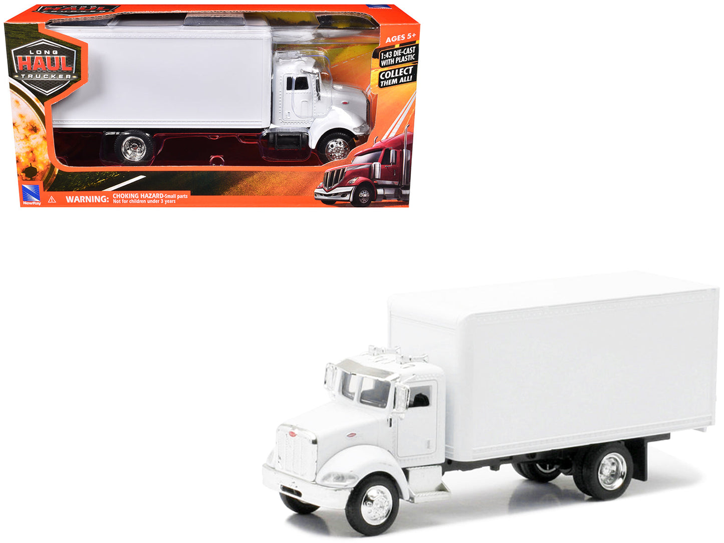 Peterbilt Utility 335 Box Truck White 1/43 Diecast Model by New Ray  free shipping USA