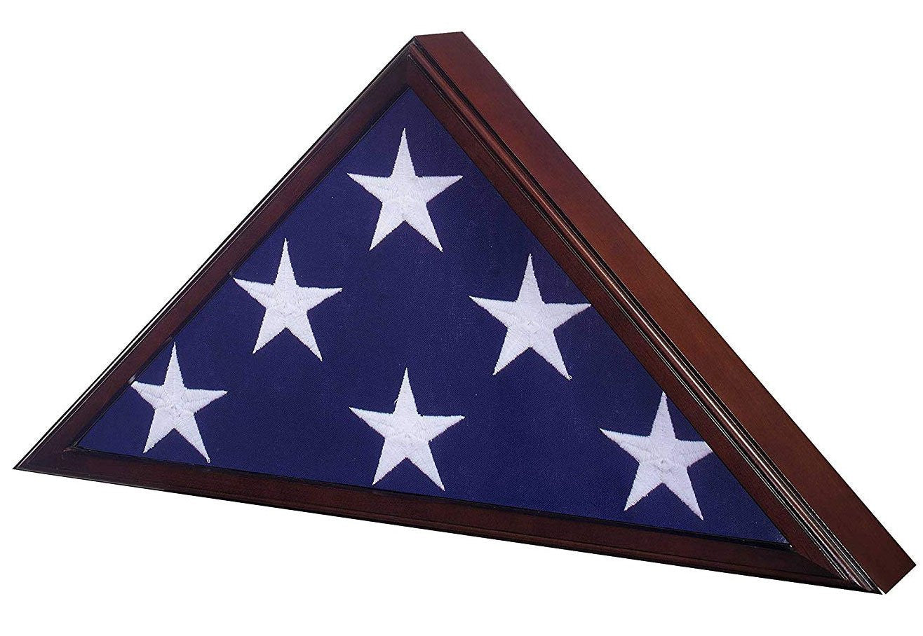 Flag Case for American Veteran Burial Flag 5' x 9.5' with Rich Cherry Finish
