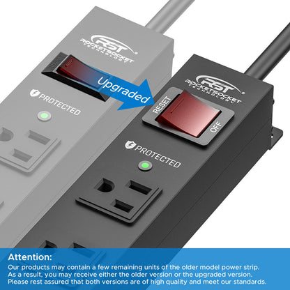 CRST 6 Outlets Wide Spaced Mountable Metal Power Strip Surge Protector, 2100 Joules Protection, Easy Mounting, 6FT