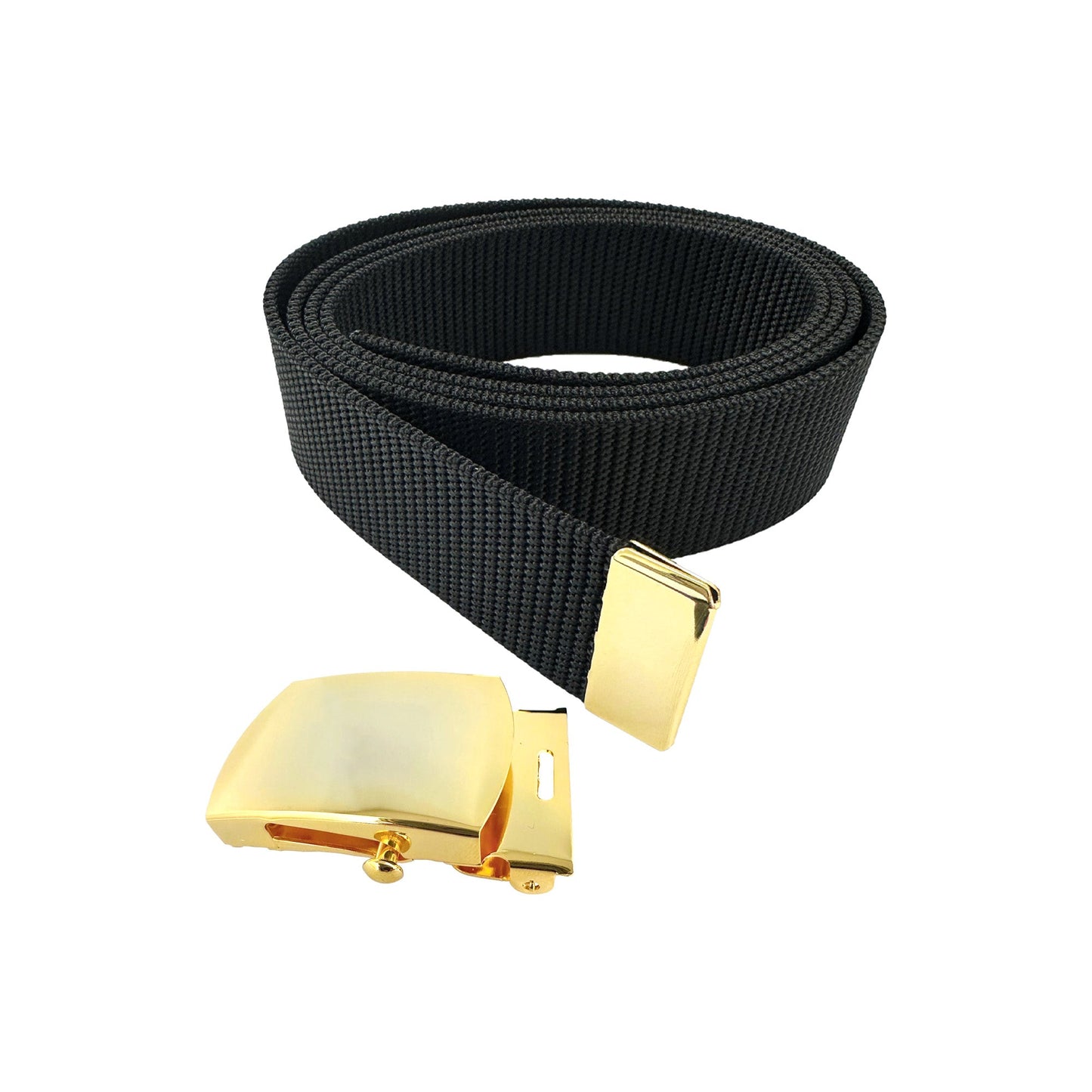 US Army Black Nylon Belt with STA-BRITE® Gold Buckle & Tip Male (each)