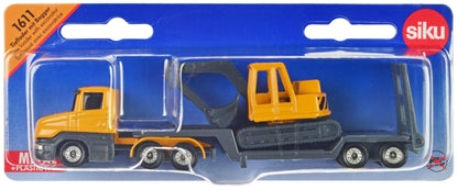 Truck with Low Loader Trailer and Excavator Yellow Diecast Model by Siku  free shipping USA