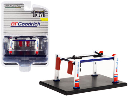 Adjustable Four-Post Lift "BFGoodrich" White and Red "Four-Post Lifts" "Four-Post Lifts" Series 4 1/64 Diecast Model by Greenlight  free shipping USA