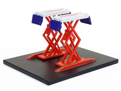 Automotive Double Scissor Lift "Chevron" White and Red "Double Scissor Lifts" Series 2 1/64 Diecast Model by Greenlight