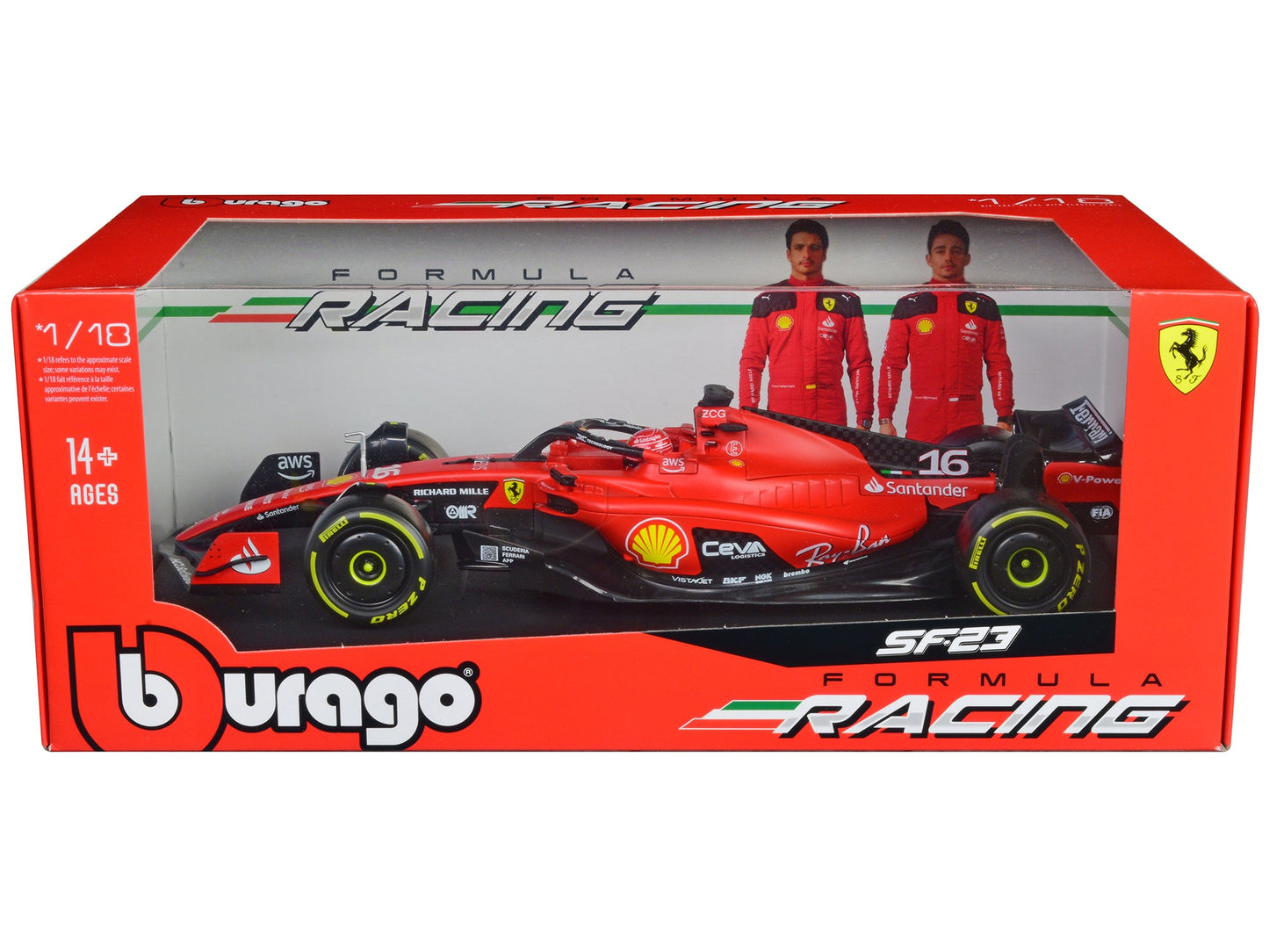 Ferrari SF-23 #16 Charles Leclerc Formula One F1 World Championship (2023) "Formula Racing" Series 1/18 Diecast Model Car by Bburago  free shipping USA