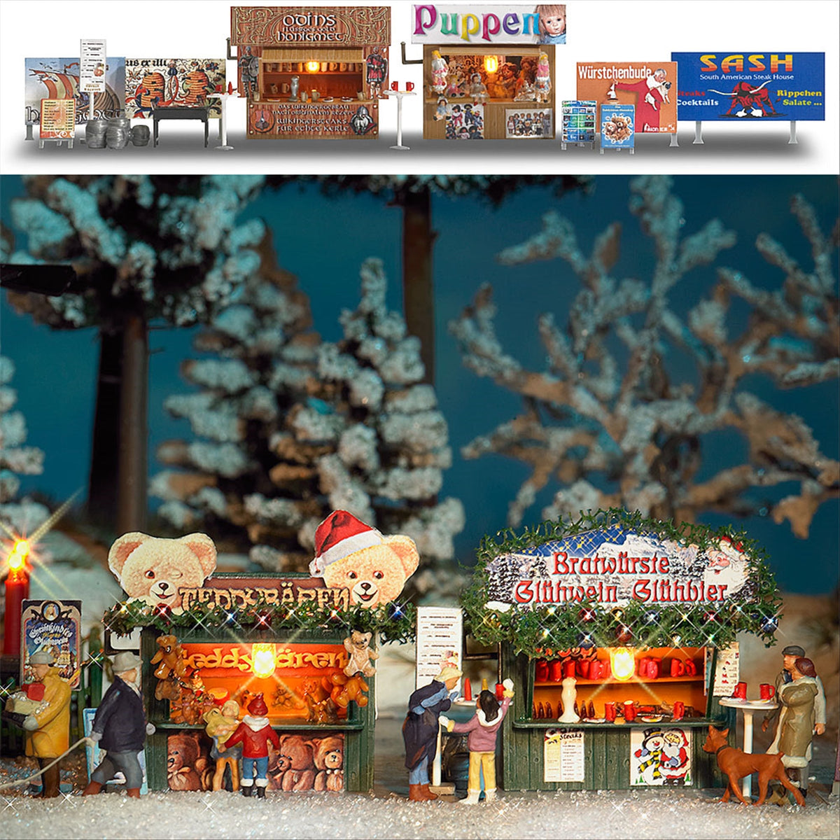 Busch 1060 HO Scale Christmas Concession Stands Kit, 2-Pack