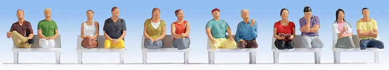Noch 15250 HO Scale Sitting Passengers Figure Set, 12 pcs