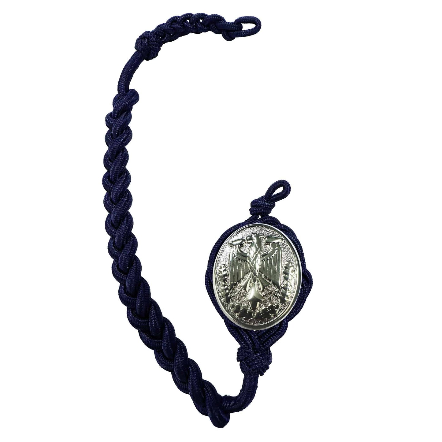 German Schutzenschnur Marksmanship Navy blue Cord with Silver Badge