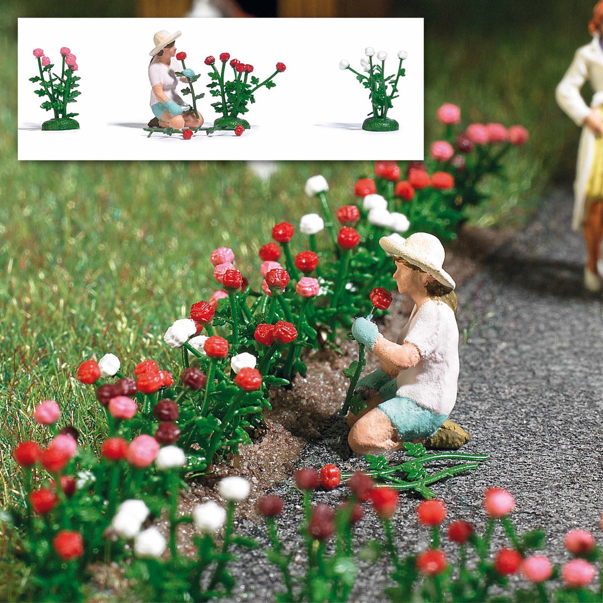 Busch 7878 HO Scale Rose Picker Action Set with Figure