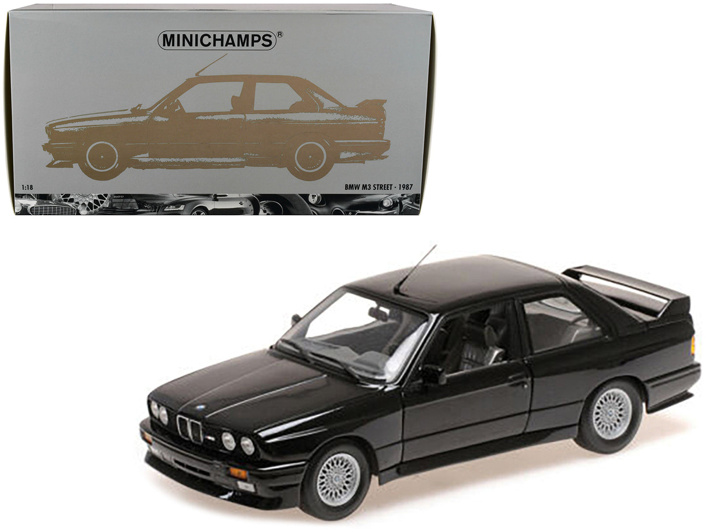 1987 BMW M3 Street Black Metallic 1/18 Diecast Model Car by Minichamps  free shipping USA