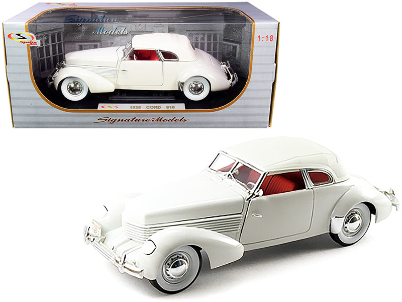 1936 Cord 810 Coupe White with Red Interior 1/18 Diecast Model Car by Signature Models  free shipping USA
