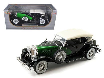 1934 Duesenberg Model J Black and Green with Cream Top 1/18 Diecast Model Car by Signature Models  free shipping USA