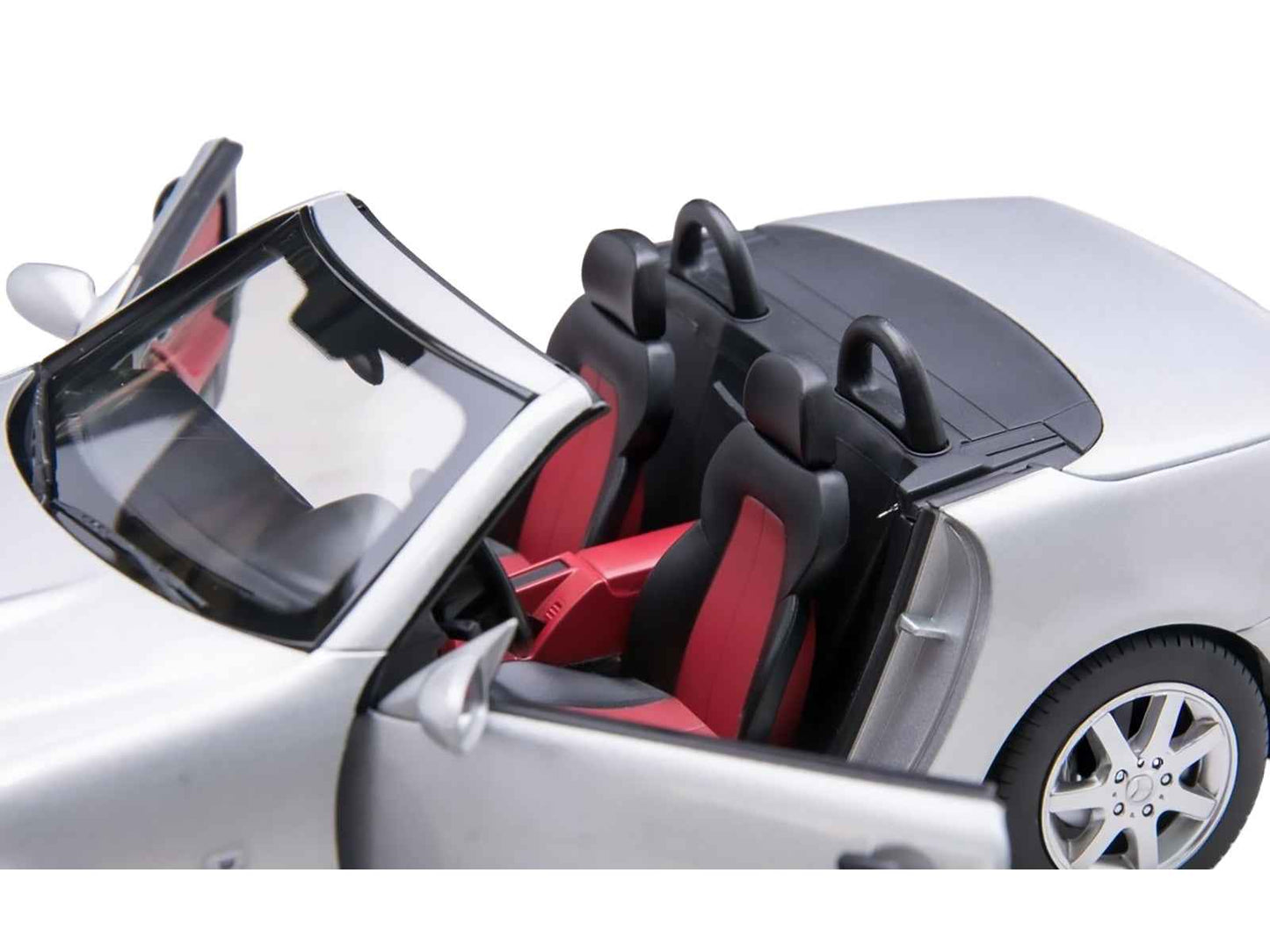 1996 Mercedes-Benz SLK Convertible Brilliant Silver Metallic 1/18 Diecast Model Car by Norev